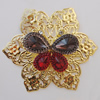 Iron Cabochons With Crystal Beads. Fashion jewelry findings. Lead-free. Flower 62mm Sold by Bag