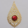 Iron Pendant With Crystal Beads. Fashion Jewelry findings. Lead-free. 65x34mm Sold by Bag