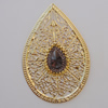 Iron Pendant With Crystal Beads. Fashion Jewelry findings. Lead-free. Teardrop 67x45mm Sold by Bag