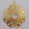 Iron Pendant With Crystal Beads. Fashion Jewelry findings. Lead-free. Flower 55mm Sold by Bag