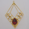 Iron Pendant With Crystal Beads. Fashion Jewelry findings. Lead-free. Diamond 76x51mm Sold by Bag