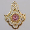 Iron Pendant With Crystal Beads. Fashion Jewelry findings. Lead-free. 53x39mm Sold by Bag