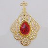 Iron Pendant With Crystal Beads. Fashion Jewelry findings. Lead-free. Flower 61x38mm Sold by Bag