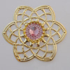 Iron Cabochons With Crystal Beads. Fashion jewelry findings. Lead-free. Flower 45mm Sold by Bag