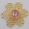 Iron Cabochons With Crystal Beads. Fashion jewelry findings. Lead-free. Flower 41mm Sold by Bag