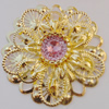 Iron Cabochons With Crystal Beads. Fashion jewelry findings. Lead-free. Flower 48mm Sold by Bag