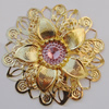 Iron Cabochons With Crystal Beads. Fashion jewelry findings. Lead-free. Flower 53mm Sold by Bag