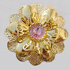 Iron Cabochons With Crystal Beads. Fashion jewelry findings. Lead-free. Flower 50mm Sold by Bag