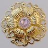 Iron Cabochons With Crystal Beads. Fashion jewelry findings. Lead-free. Flower 48mm Sold by Bag