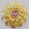 Iron Cabochons With Crystal Beads. Fashion jewelry findings. Lead-free. Flower 49mm Sold by Bag