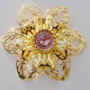 Iron Cabochons With Crystal Beads. Fashion jewelry findings. Lead-free. Flower 54mm Sold by Bag