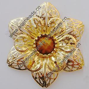 Iron Cabochons With Resin Beads. Fashion jewelry findings. Lead-free. Flower 54mm Sold by Bag