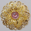 Iron Cabochons With Crystal Beads. Fashion jewelry findings. Lead-free. Flower 50mm Sold by Bag