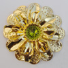 Iron Cabochons With Crystal Beads. Fashion jewelry findings. Lead-free. Flower 53mm Sold by Bag