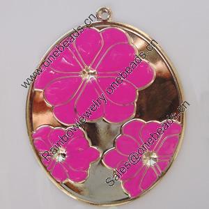 Iron Enamel Pendant. Fashion Jewelry findings. Lead-free. Flat oval 76x60mm Sold by Bag