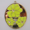 Iron Enamel Pendant. Fashion Jewelry findings. Lead-free. Flat oval 76x60mm Sold by Bag