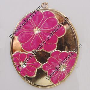 Iron Enamel Pendant. Fashion Jewelry findings. Lead-free. Flat oval 76x60mm Sold by Bag