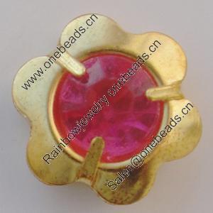 Iron Cabochons With Crystal Beads. Fashion jewelry findings. Lead-free. Flower 17mm Sold by Bag