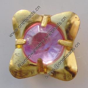 Iron Cabochons With Crystal Beads. Fashion jewelry findings. Lead-free. Flower 13mm Sold by Bag