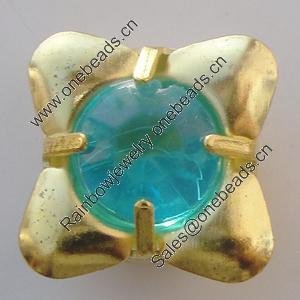 Iron Cabochons With Crystal Beads. Fashion jewelry findings. Lead-free. Flower 13mm Sold by Bag