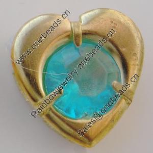 Iron Cabochons With Crystal Beads. Fashion jewelry findings. Lead-free. Heart 19x18mm Sold by Bag