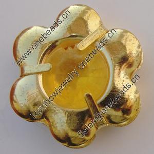 Iron Cabochons With Crystal Beads. Fashion jewelry findings. Lead-free. Flower 23mm Sold by Bag