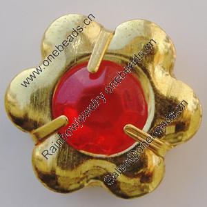 Iron Cabochons With Crystal Beads. Fashion jewelry findings. Lead-free. Flower 23mm Sold by Bag