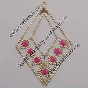 Iron Enamel Pendant. Fashion Jewelry findings. Lead-free. Diamond 77x52mm Sold by Bag