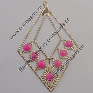 Iron Enamel Pendant. Fashion Jewelry findings. Lead-free. Diamond 77x52mm Sold by Bag