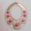 Iron Enamel Pendant. Fashion Jewelry findings. Lead-free. Flat oval 67x53mm Sold by Bag