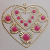 Iron Enamel Pendant. Fashion Jewelry findings. Lead-free. Heart 58x61mm Sold by Bag