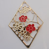 Iron Enamel Pendant. Fashion Jewelry findings. Lead-free. Diamond 78x57mm Sold by Bag