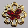 Iron Pendant With Crystal Beads. Fashion Jewelry findings. Lead-free. Flower 59mm Sold by Bag