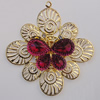 Iron Pendant With Crystal Beads. Fashion Jewelry findings. Lead-free. Flower 66mm Sold by Bag