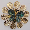 Iron Cabochons With Crystal Beads. Fashion jewelry findings. Lead-free. Flower 59mm Sold by Bag