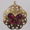 Iron Pendant With Crystal Beads. Fashion Jewelry findings. Lead-free. Flower 65x53mm Sold by Bag