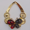 Iron Pendant With Crystal Beads. Fashion Jewelry findings. Lead-free. Flower 66x54mm Sold by Bag