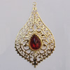 Iron Pendant With Crystal Beads. Fashion Jewelry findings. Lead-free. 80x50mm Sold by Bag