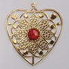 Iron Pendant With Resin Beads. Fashion Jewelry findings. Lead-free. Heart 65x59mm Sold by Bag