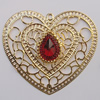 Iron Pendant With Crystal Beads. Fashion Jewelry findings. Lead-free. Heart 56x62mm Sold by Bag