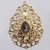 Iron Pendant With Crystal Beads. Fashion Jewelry findings. Lead-free. 76x56mm Sold by Bag