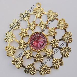 Iron Pendant With Crystal Beads. Fashion Jewelry findings. Lead-free. 56mm Sold by Bag