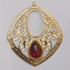 Iron Pendant With Crystal Beads. Fashion Jewelry findings. Lead-free. 68x60mm Sold by Bag