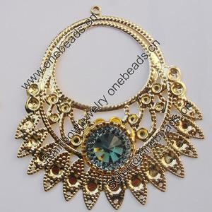 Iron Pendant With Crystal Beads. Fashion Jewelry findings. Lead-free. 67x60mm Sold by Bag