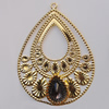 Iron Pendant With Crystal Beads. Fashion Jewelry findings. Lead-free. Teardrop 71x54mm Sold by Bag