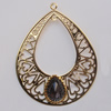 Iron Pendant With Crystal Beads. Fashion Jewelry findings. Lead-free. Teardrop 73x59mm Sold by Bag