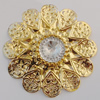 Iron Cabochons With Crystal Beads. Fashion jewelry findings. Lead-free. Flower 50mm Sold by Bag