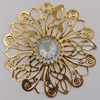 Iron Cabochons With Crystal Beads. Fashion jewelry findings. Lead-free. Flower 53mm Sold by Bag