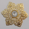 Iron Cabochons With Crystal Beads. Fashion jewelry findings. Lead-free. Flower 60mm Sold by Bag