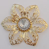 Iron Cabochons With Crystal Beads. Fashion jewelry findings. Lead-free. Flower 55mm Sold by Bag